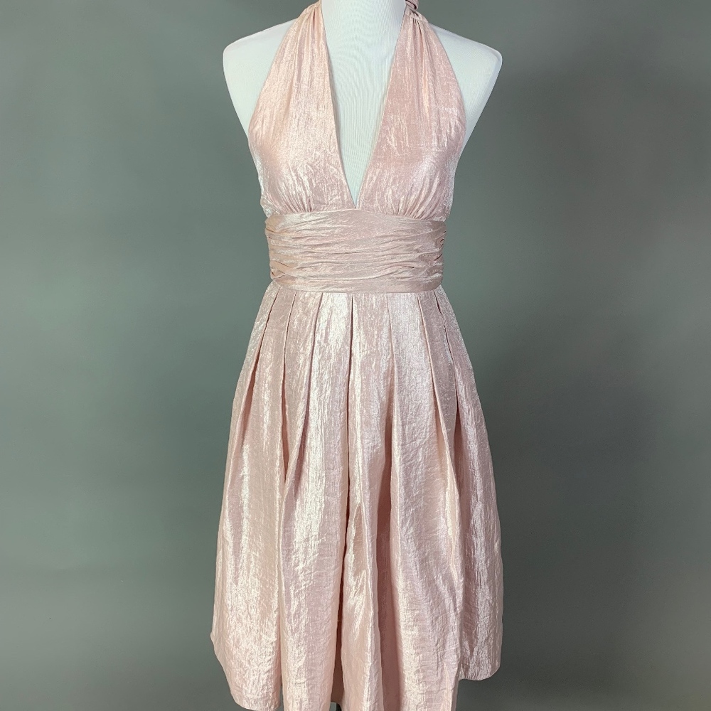 Adrianna Papell Shimmering Pink Halter Dress